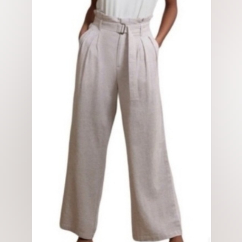 Banana Republic Oat Linen Blend Paper Bag Wide Leg Pants. Size 14